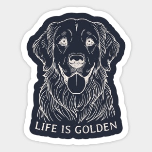 Vintage Golden Retriever Tee -  Life is Golden Design for Dog Fans with distressed texture Sticker